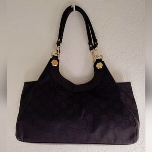 Gucci Charmy GG Brown Canvas Leather Hobo Bag